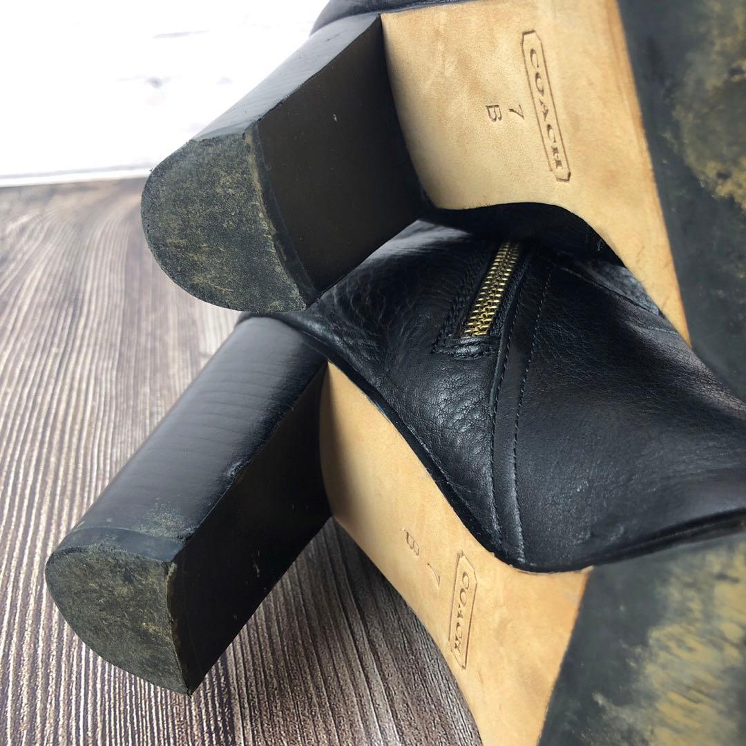 COACH 7Bブラックレザー ロングブーツ