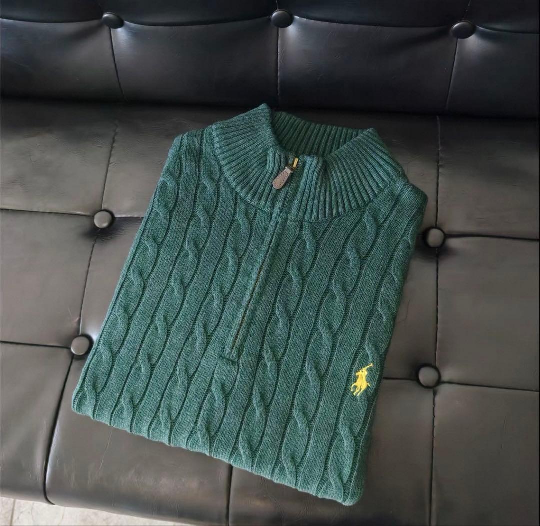 【新品未使用】POLO ラルフローレン メンズ ハーフジップ グリーンM