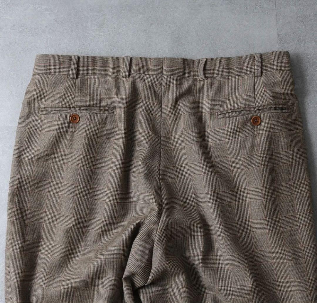 【カシミヤ混】ブルックスブラザーズ 2タック スラックス グレンチェック