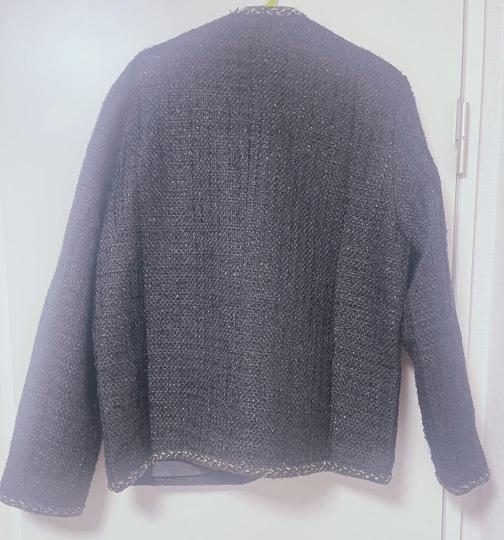 【ALUDE】 アルード black gord tweed jacket