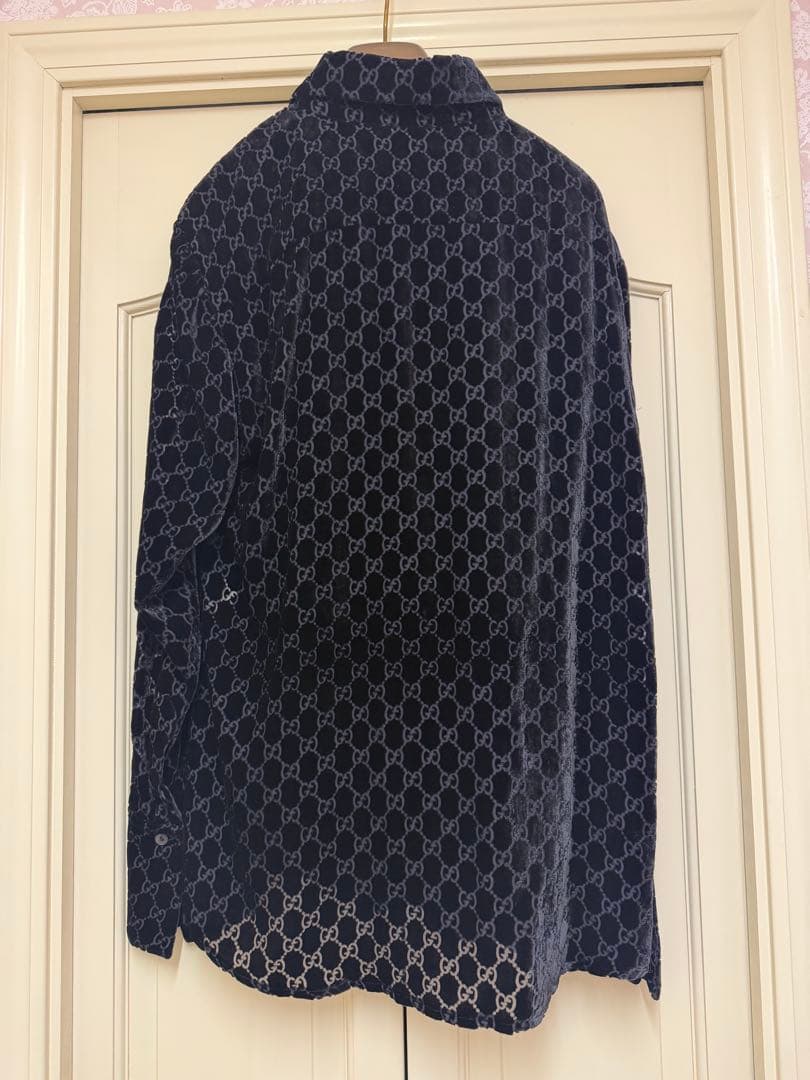 美品　ヴィンテージGUCCI GGベロアシャツ ブラウス　ブラック