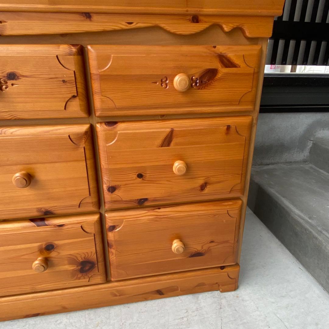 自宅保管 3段ローチェスト パイン材 横幅118cm 奥行45cm 高さ79cm