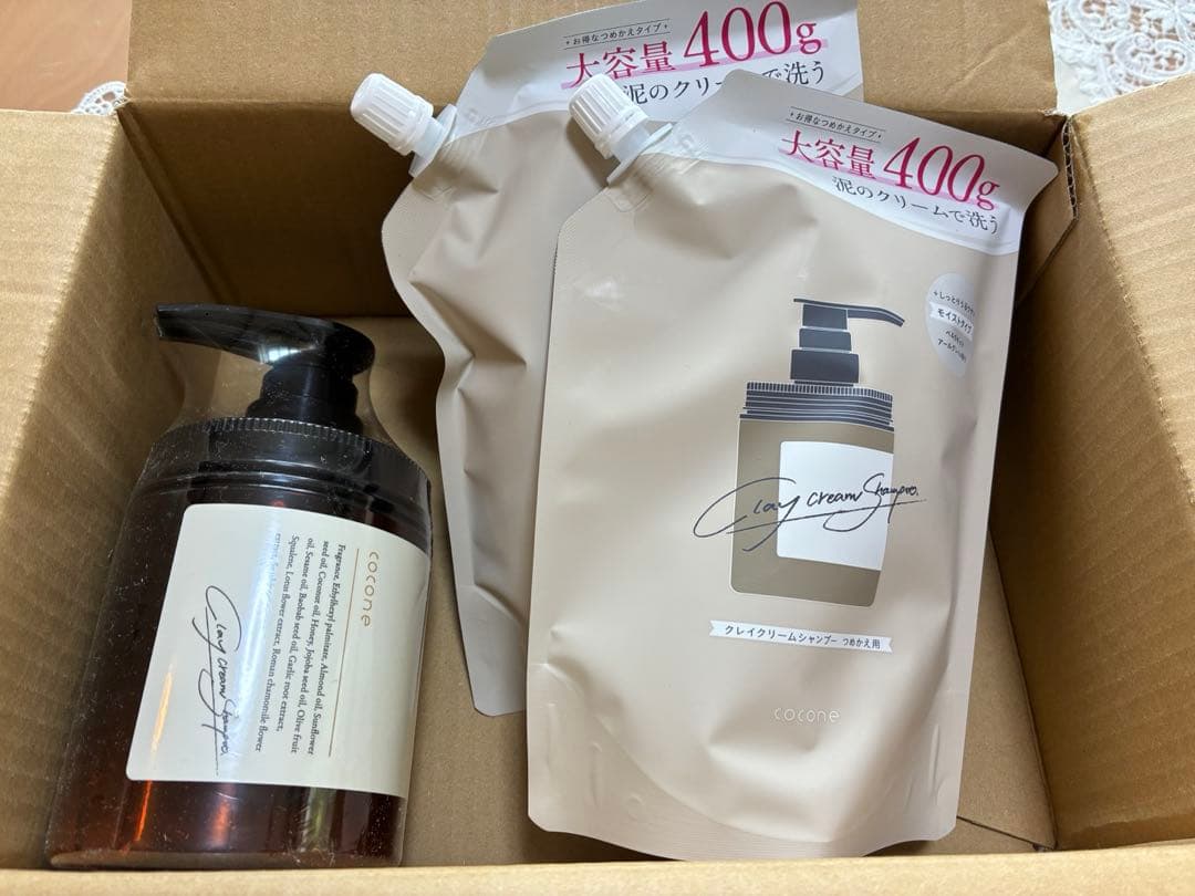 coconeクレイクリームシャンプーモイスト1個➕詰め替え400g×2個