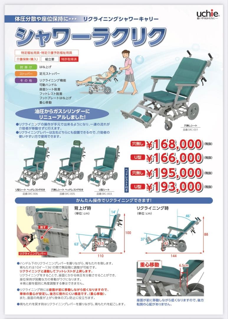 ウチエ　シャワーラクリク（穴無しシート） SRC-001シャワーキャリー