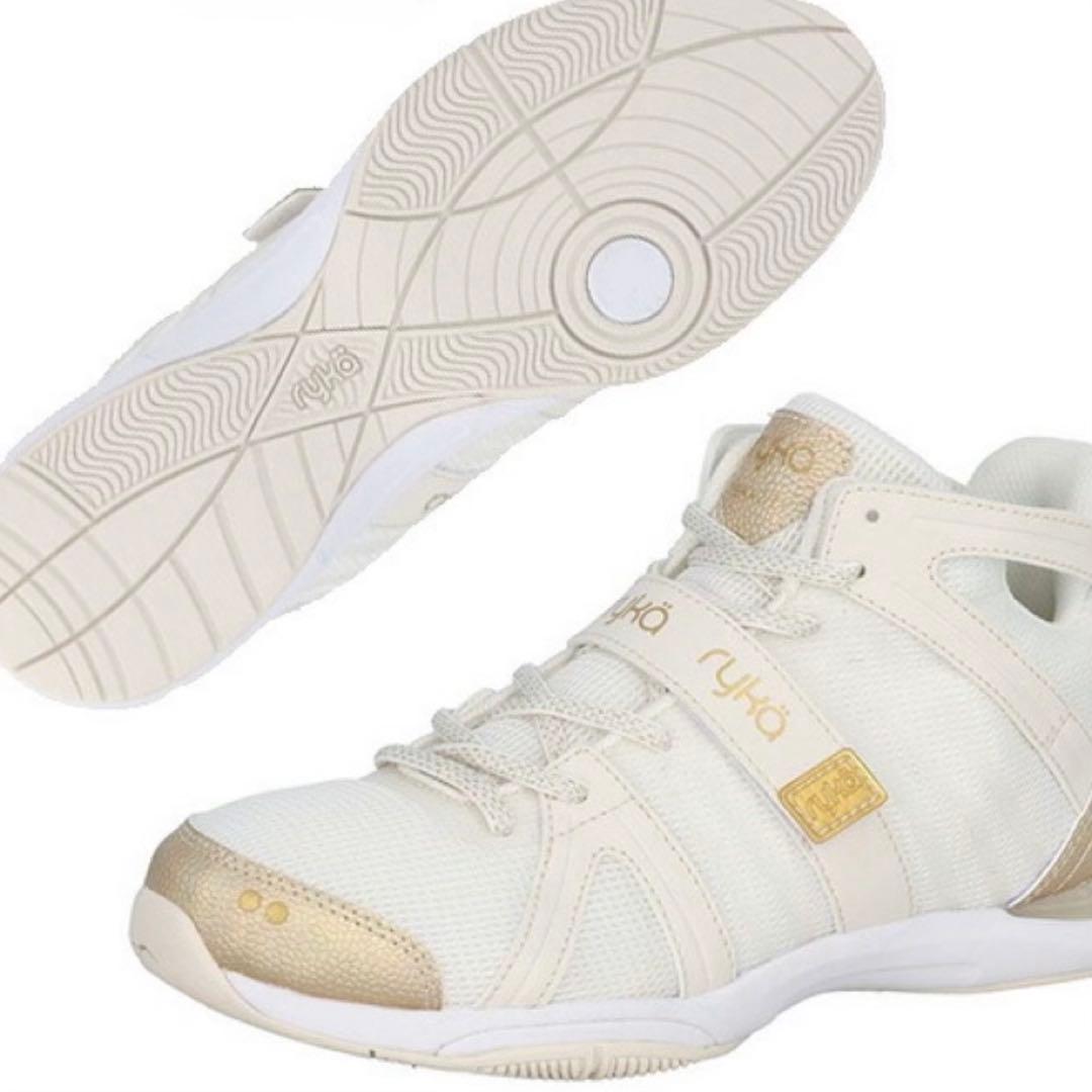 美品！ジャザサイズ スニーカーryka ホワイト/ゴールド E1270M-155