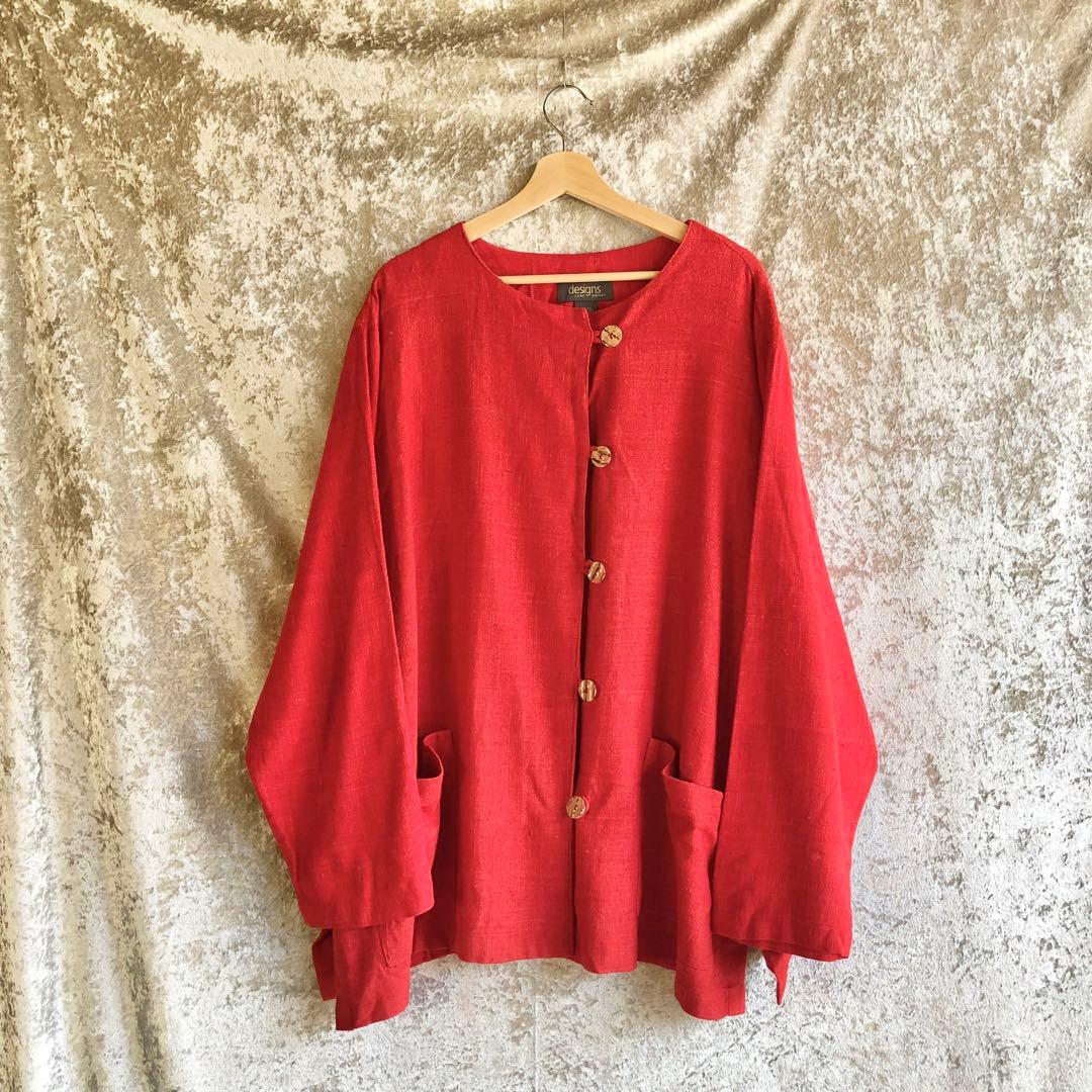 unknown / ノーカラージャケット シルク オーバーサイズ デザイン古着