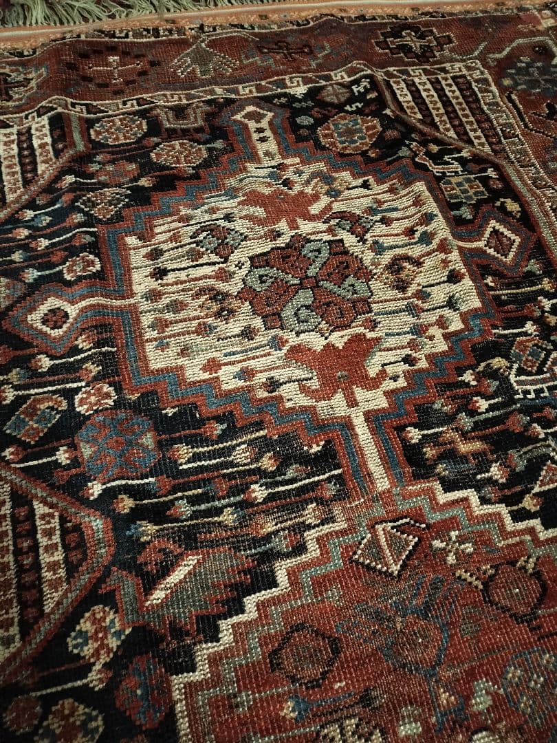 アンティークハムセ　カシュガイ　ラグ　トライバルラグ　絨毯