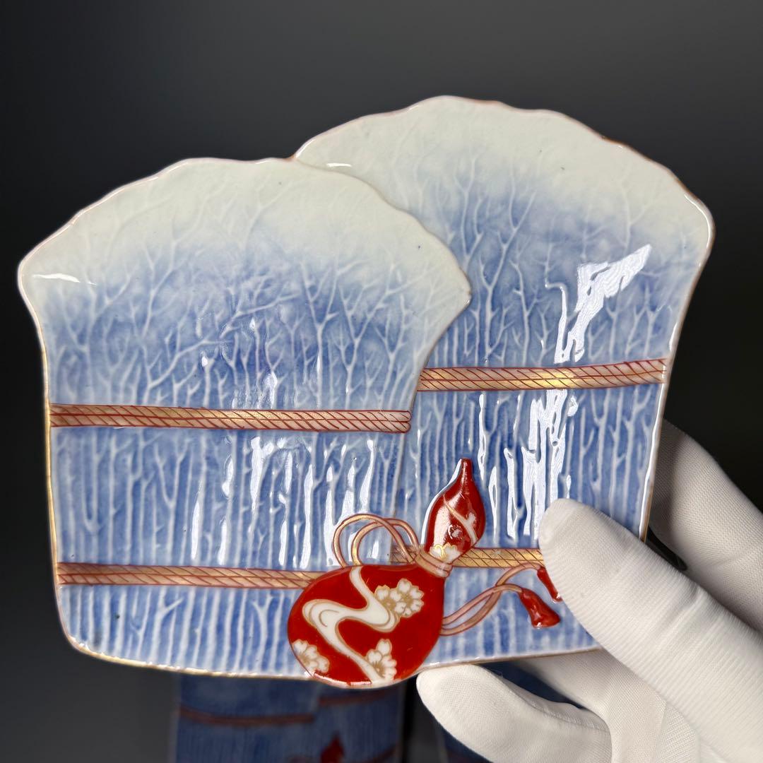 明治時代　中村製（中村亀一）　錦手瓢箪文様変形皿　１０枚　肥前有田