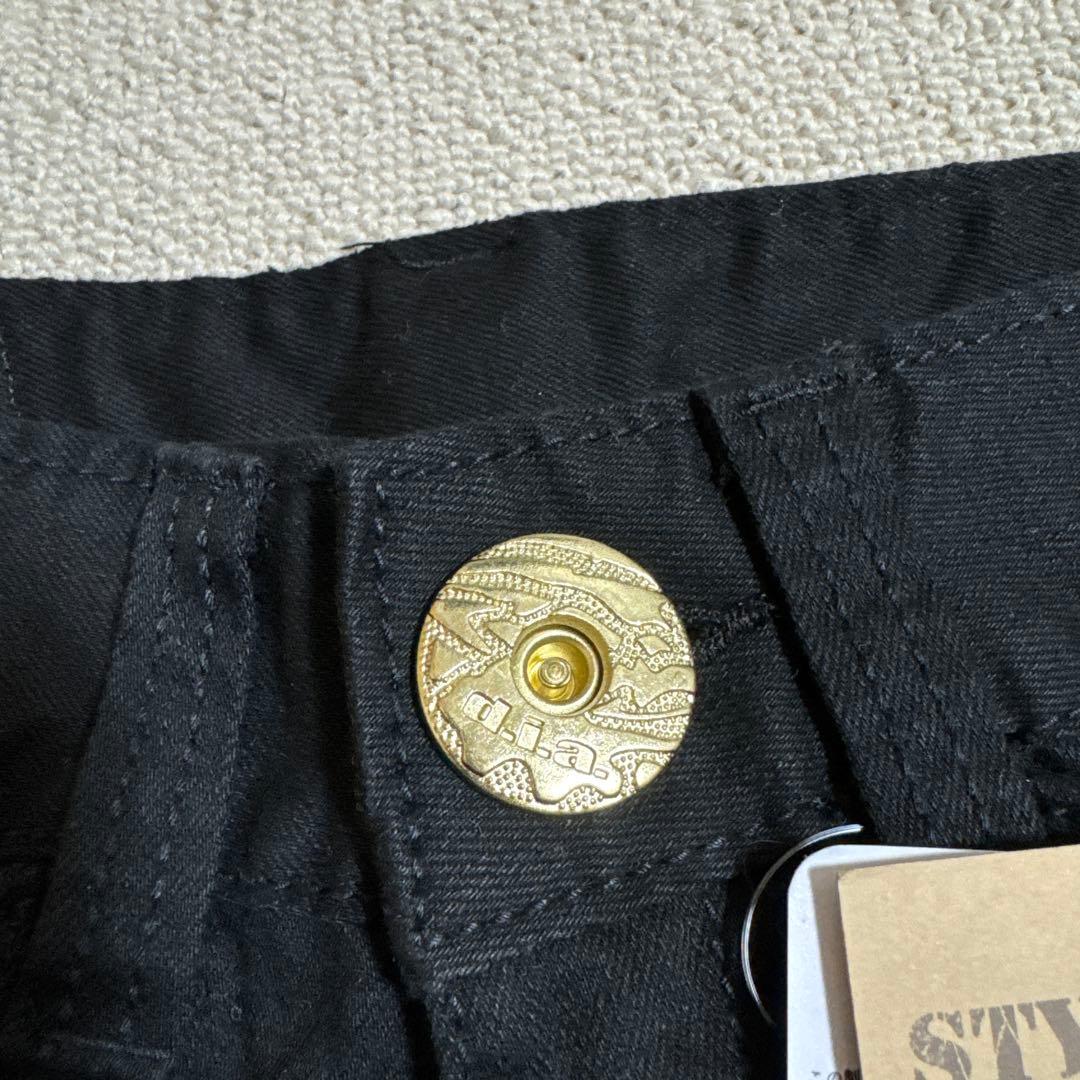 新品タグ付d.i.a.★黒/ダメージサイドジップショーパン★金/ゴールドスタッズ