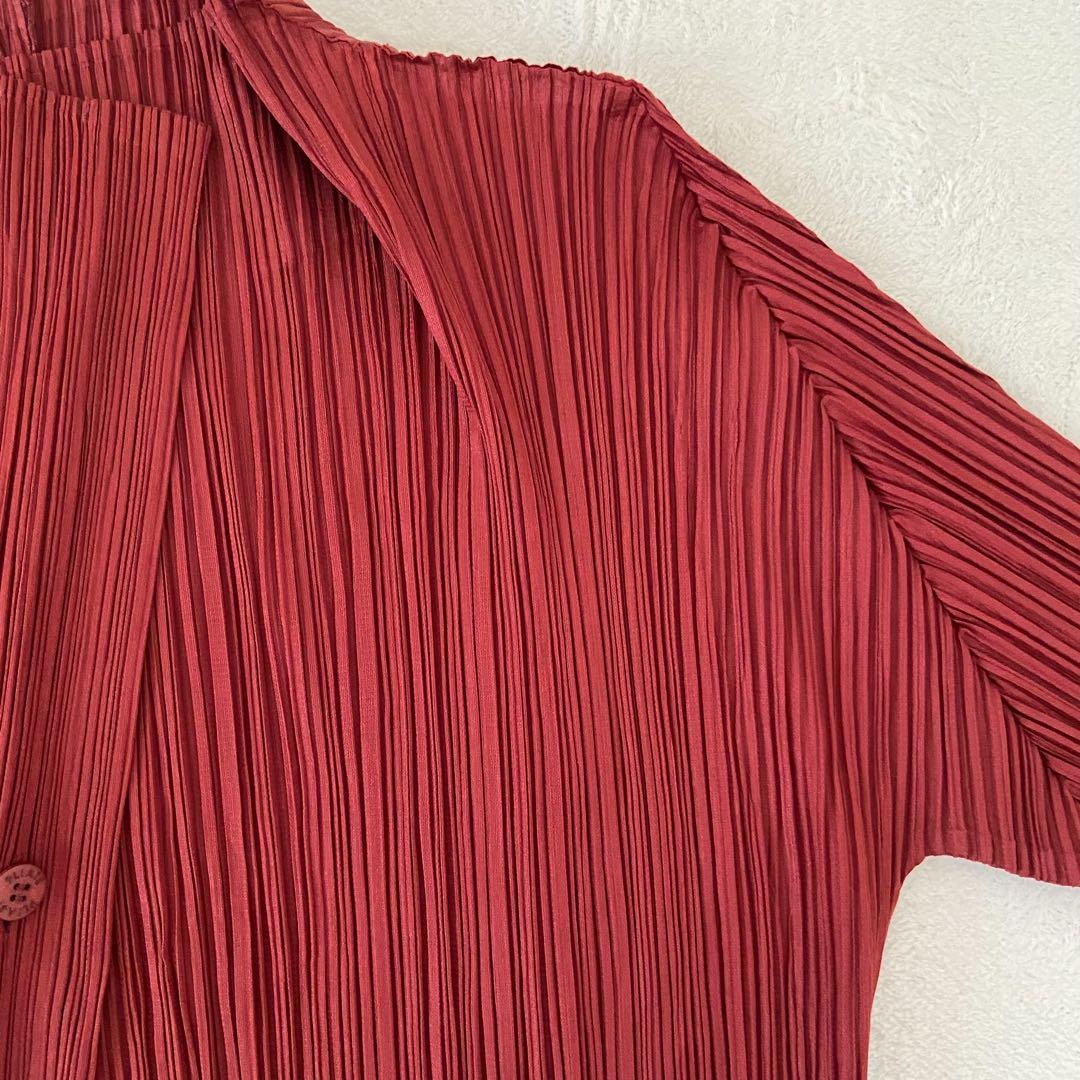 美品　プリーツプリーズ　羽織り　1ボタン　トップス　カーディガン　ブラウス　4