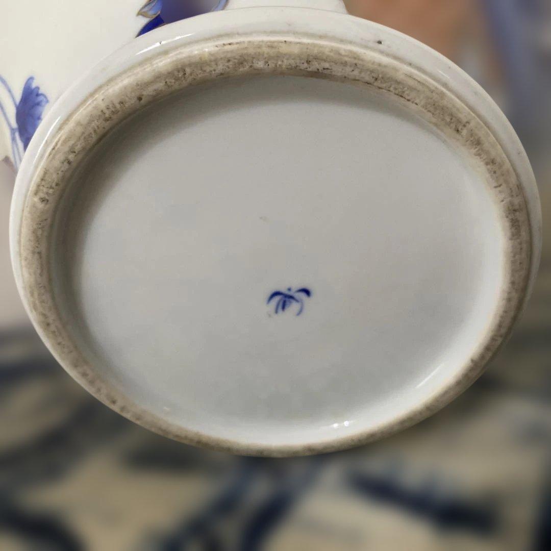 明治時代　オールド初期香蘭社　金彩牡丹染錦花瓶