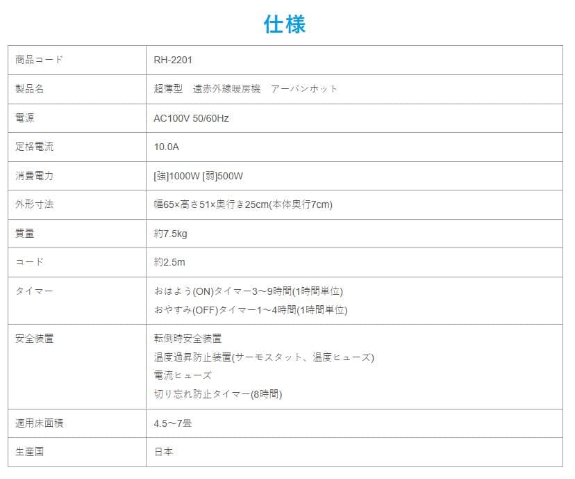 アーバンホット　2025年購入　遠赤外線ヒーター　RH-2201　ゼンケン
