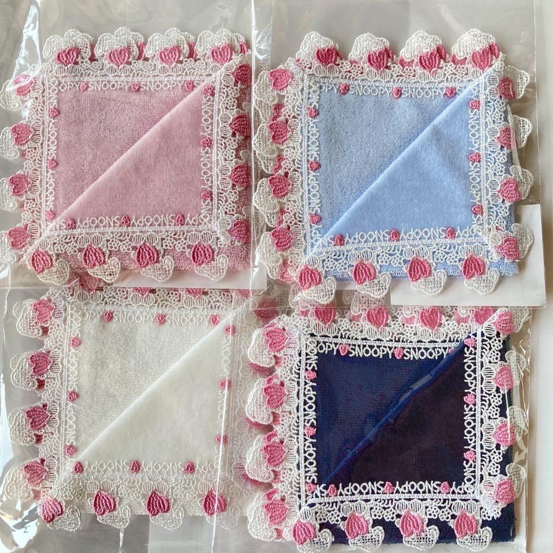 近沢レース　スヌーピー　ハートハンカチ　タオルハンカチ4色セット