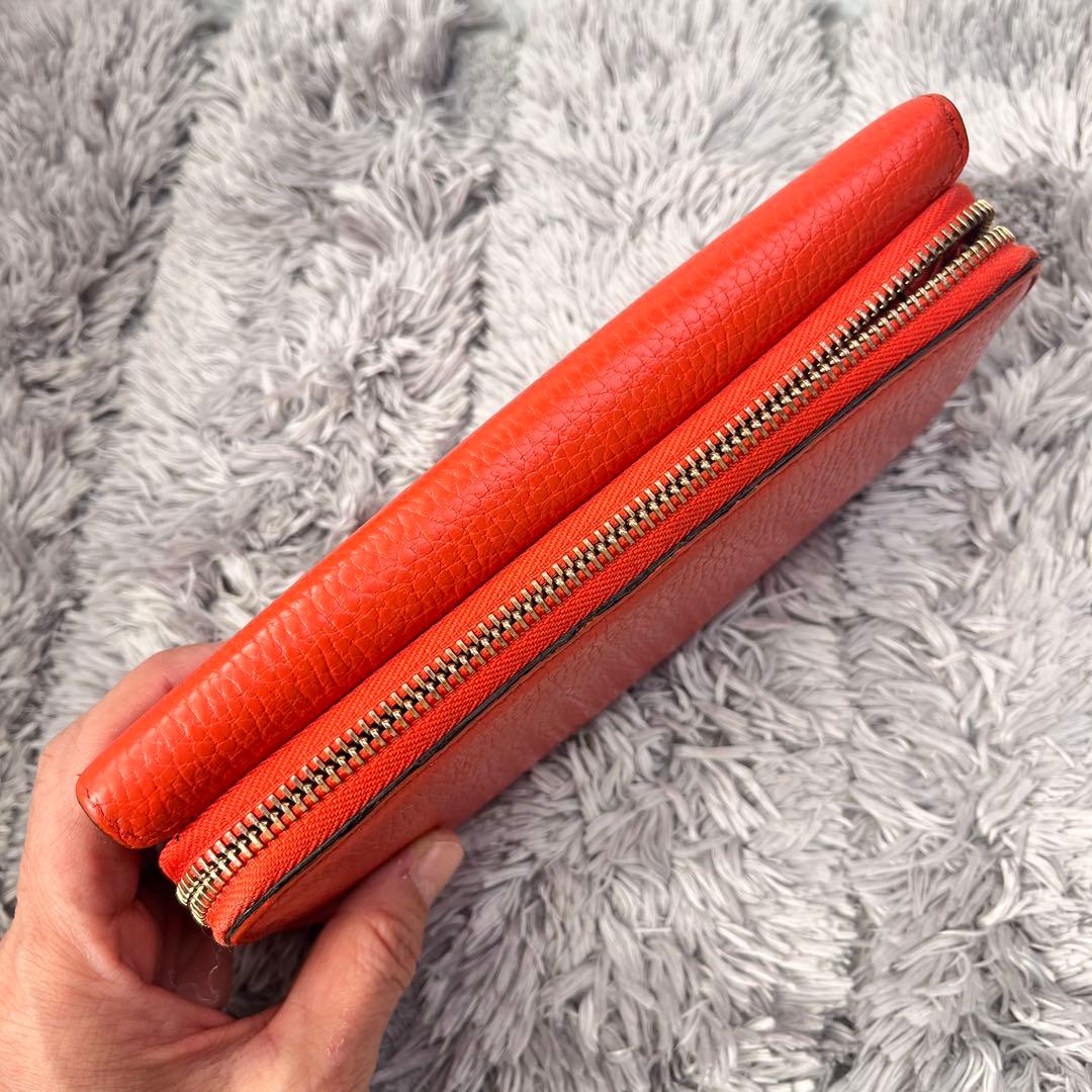 良品✨GUCCI 大容量　インターロッキング　財布　ラウンドファスナー　オレンジ