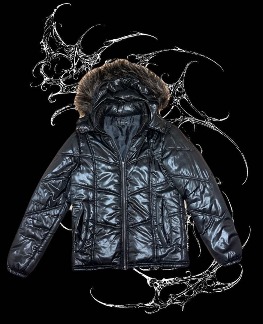 平成ギャル男　y2k 光沢ファーダウン　grunge punk archive