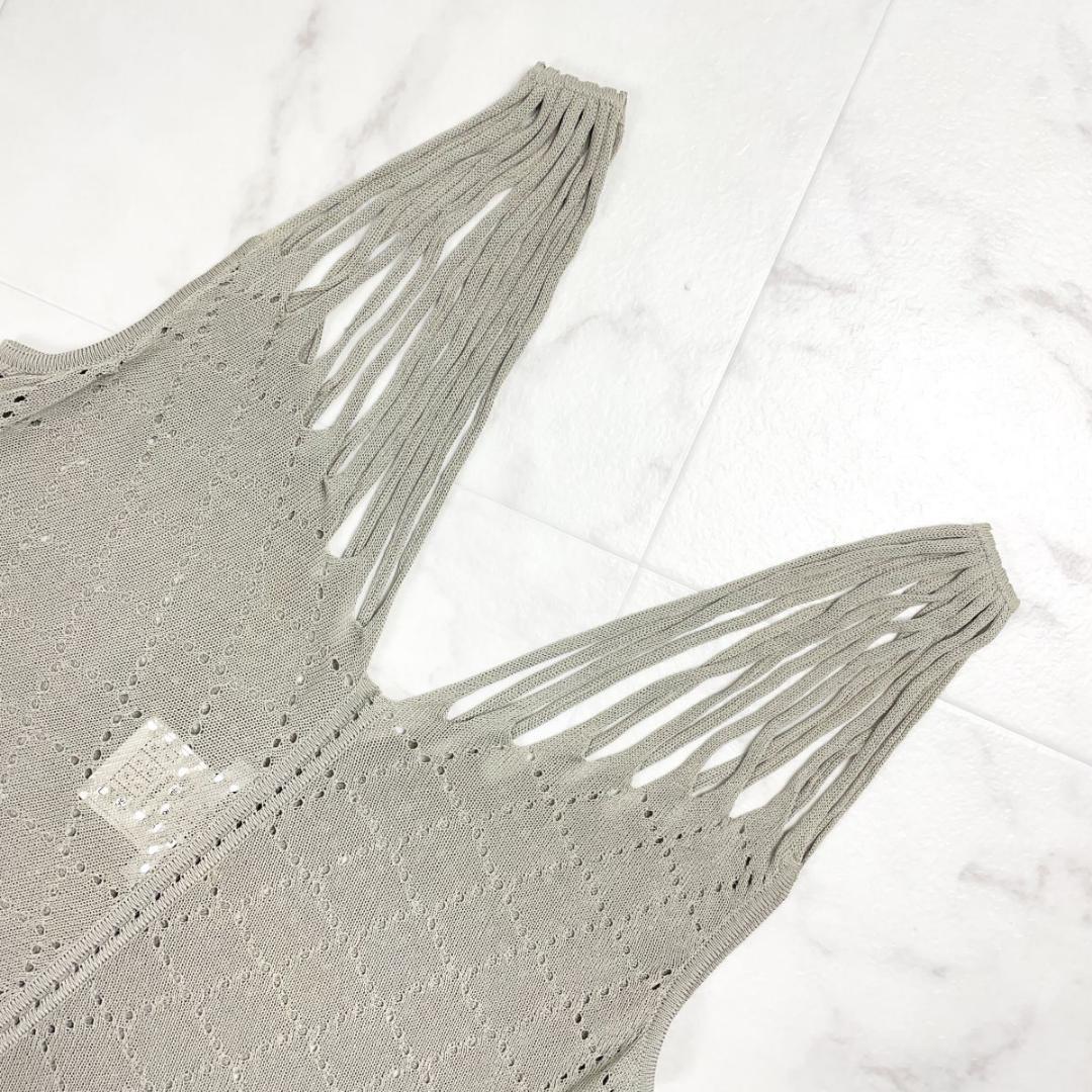 クリスチャンディオール フリンジ透かし編みキャミソール サイズ38*ED968