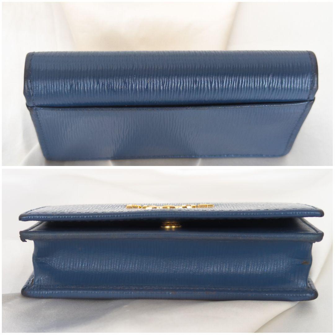 【美品】PRADA プラダ サフィアーノ 名刺入れ カードケース　ネイビー