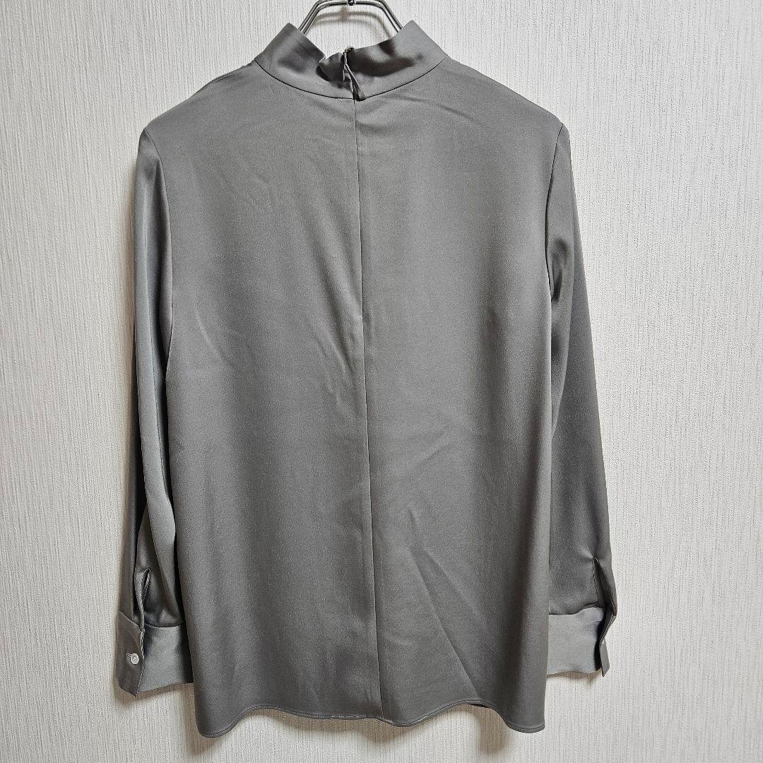 新品　theory luxe　セオリーリュクス　ボウタイサテンブラウス　グレー