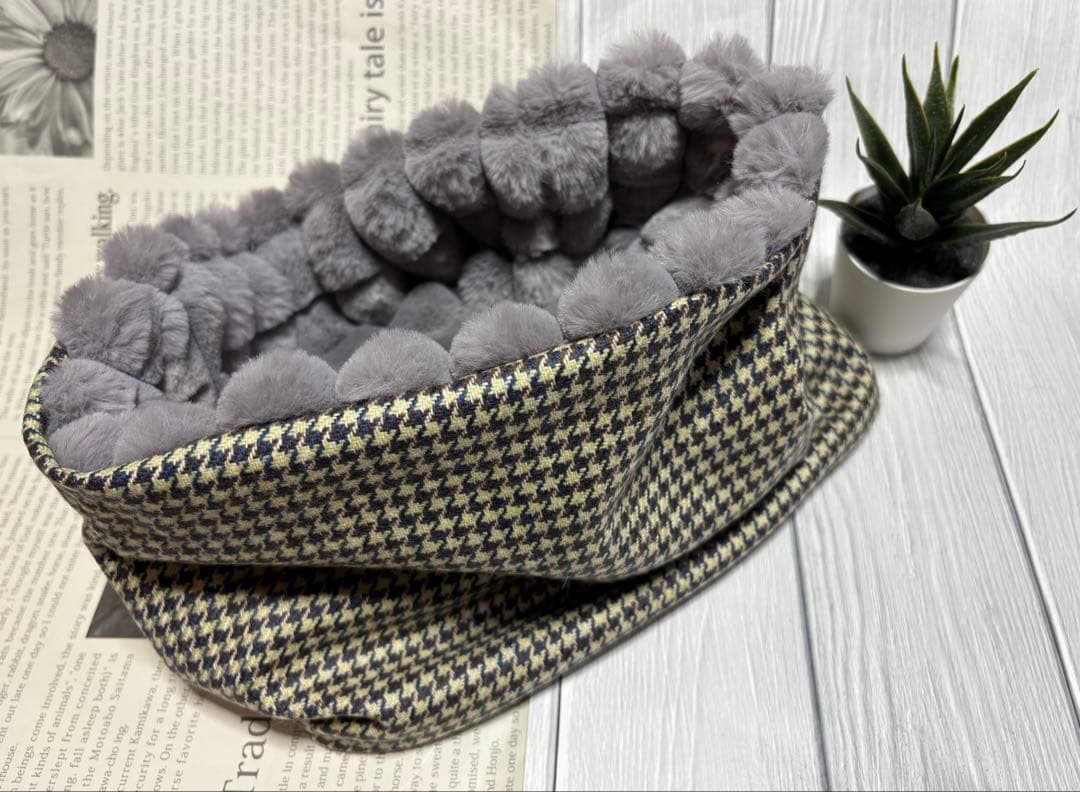 ハウンドツゥース柄のネックウォーマー　カシミア　　ポップコーンボア10点おまとめ