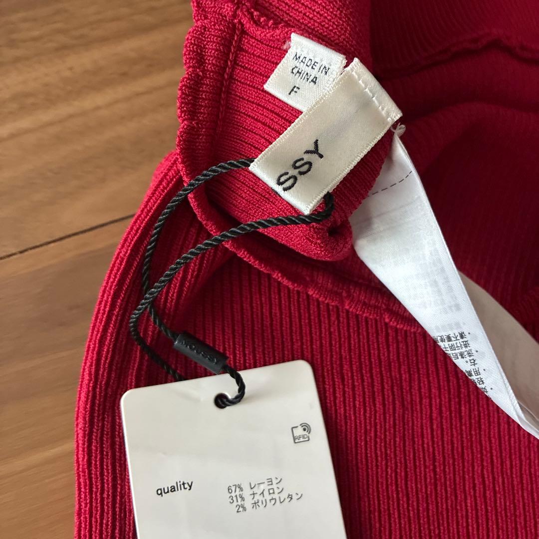MOUSSY HALTER KNIT キャミ キャミソール レッド