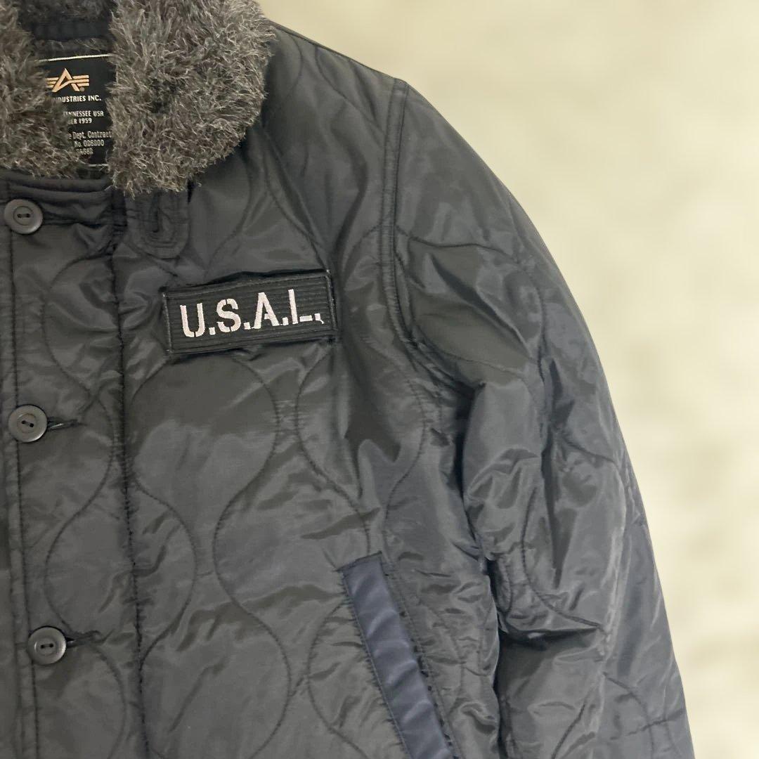 【極美品】ALPHA ファー　ナイロン　N-1 デッキ ジャケット　M