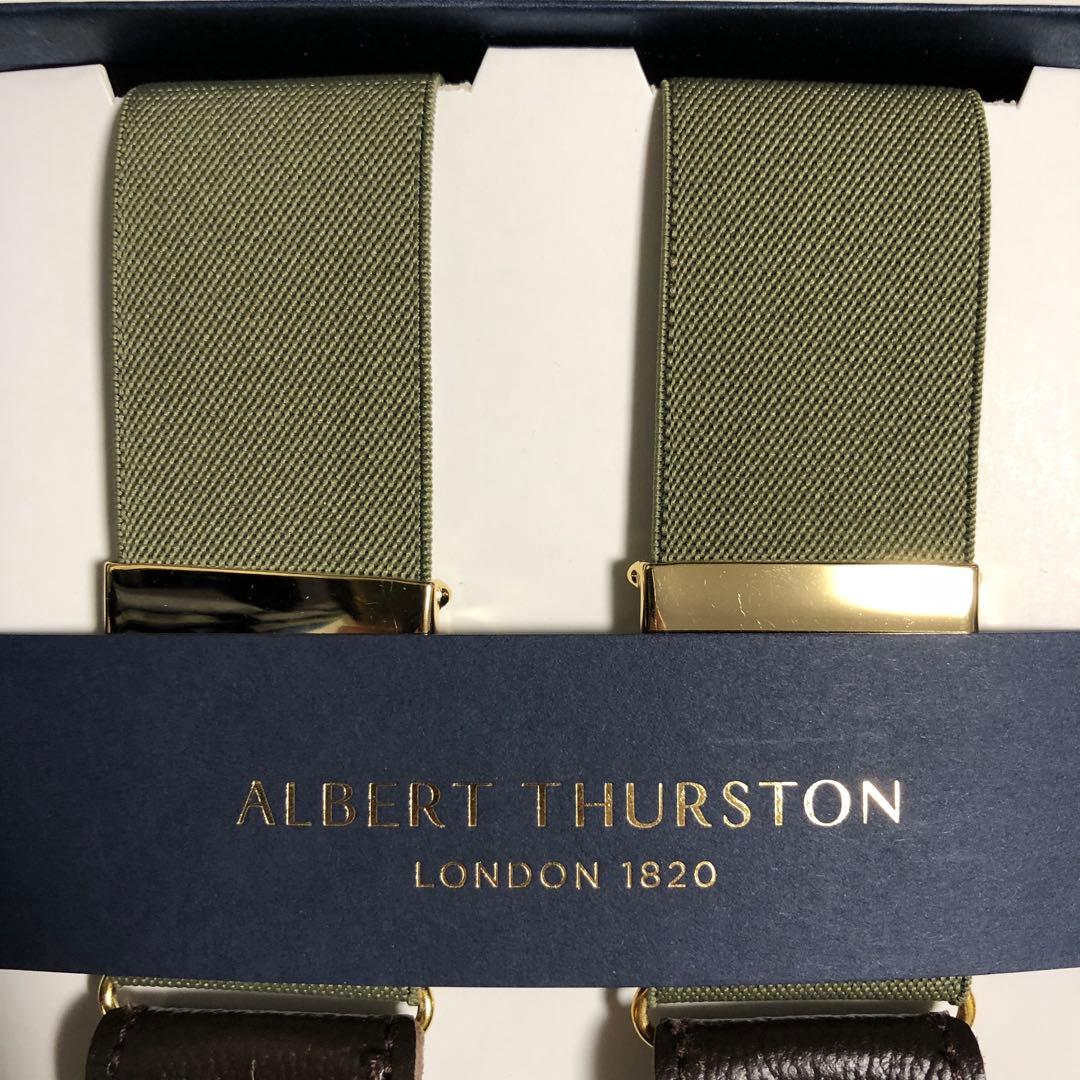 アルバートサーストン サスペンダー（オリーブグリーン無地）