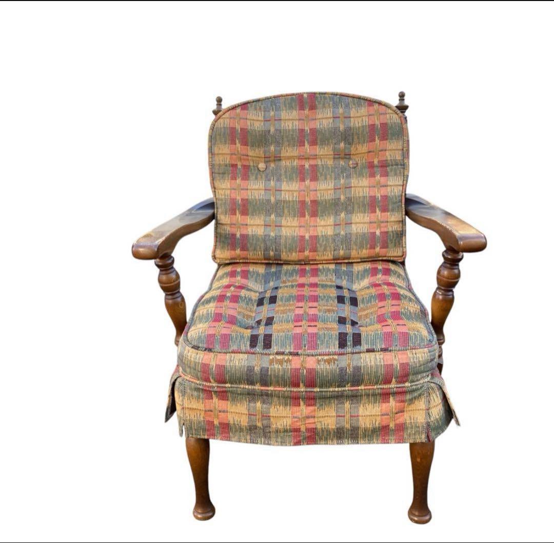 るーちゃん アンティーク チェック 飛騨産業 キツツキ 1人掛け