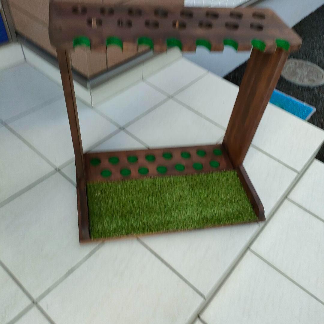 ゴルフクラブスタンド15本＋8本掛け【完成品】フェルト＆人口芝、塗装付