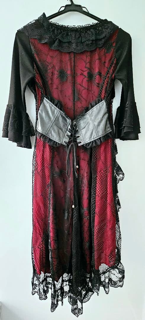 赤黒 ゴスロリ 蜘蛛 レース フリル ボレロ ワンピース ヴィジュアル