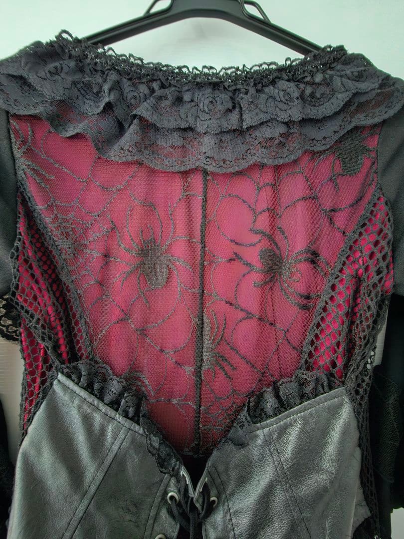 赤黒 ゴスロリ 蜘蛛 レース フリル ボレロ ワンピース ヴィジュアル