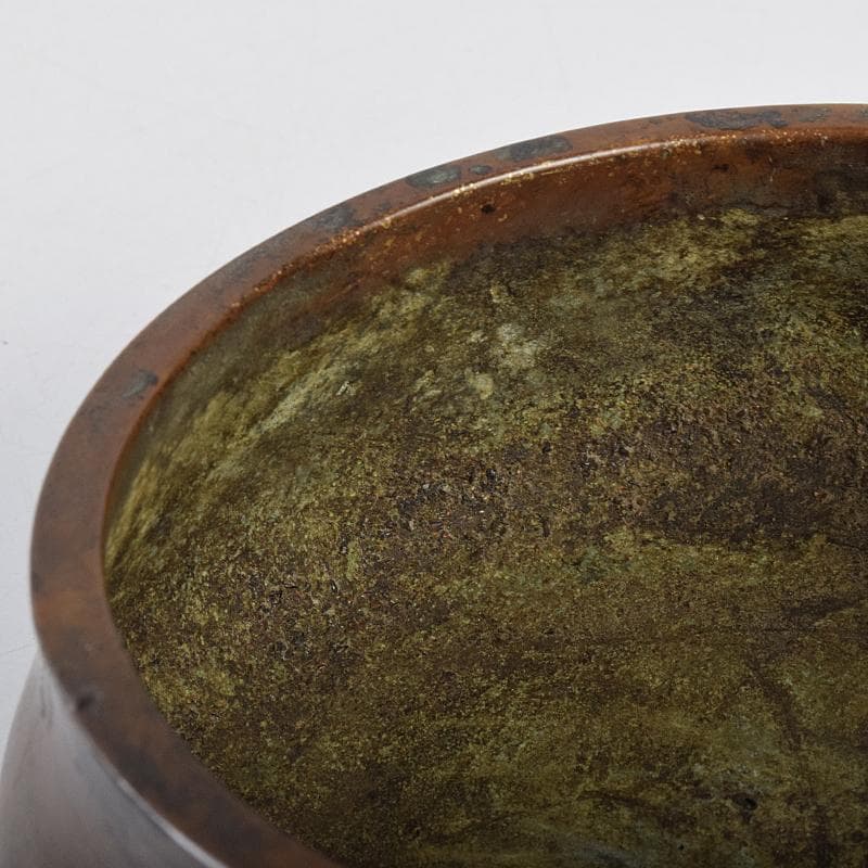 NM　中国　古銅　双獅子耳香炉　在銘　M　R9067