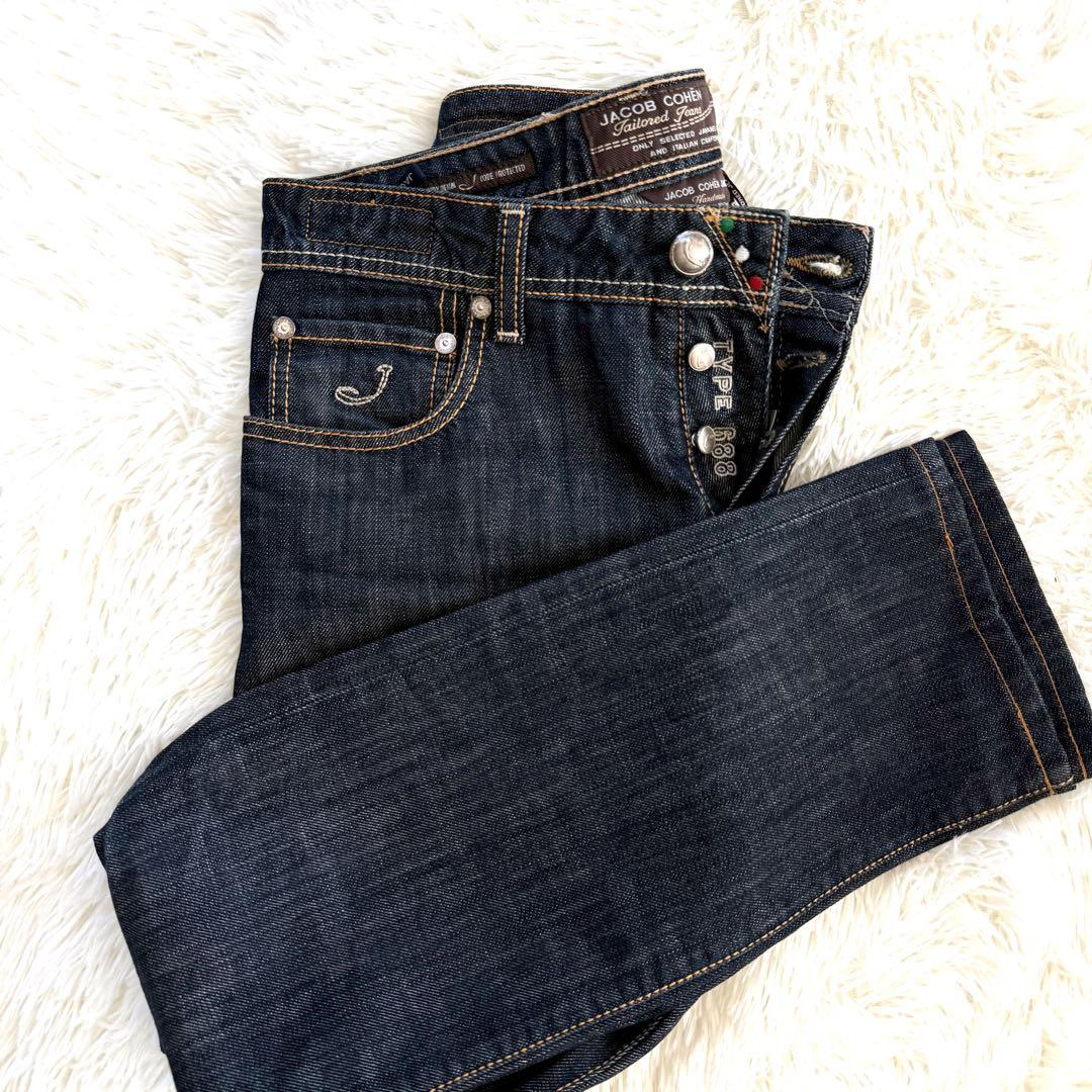 ✨美品✨ヤコブコーエン 688 W33 白パッチ 濃紺