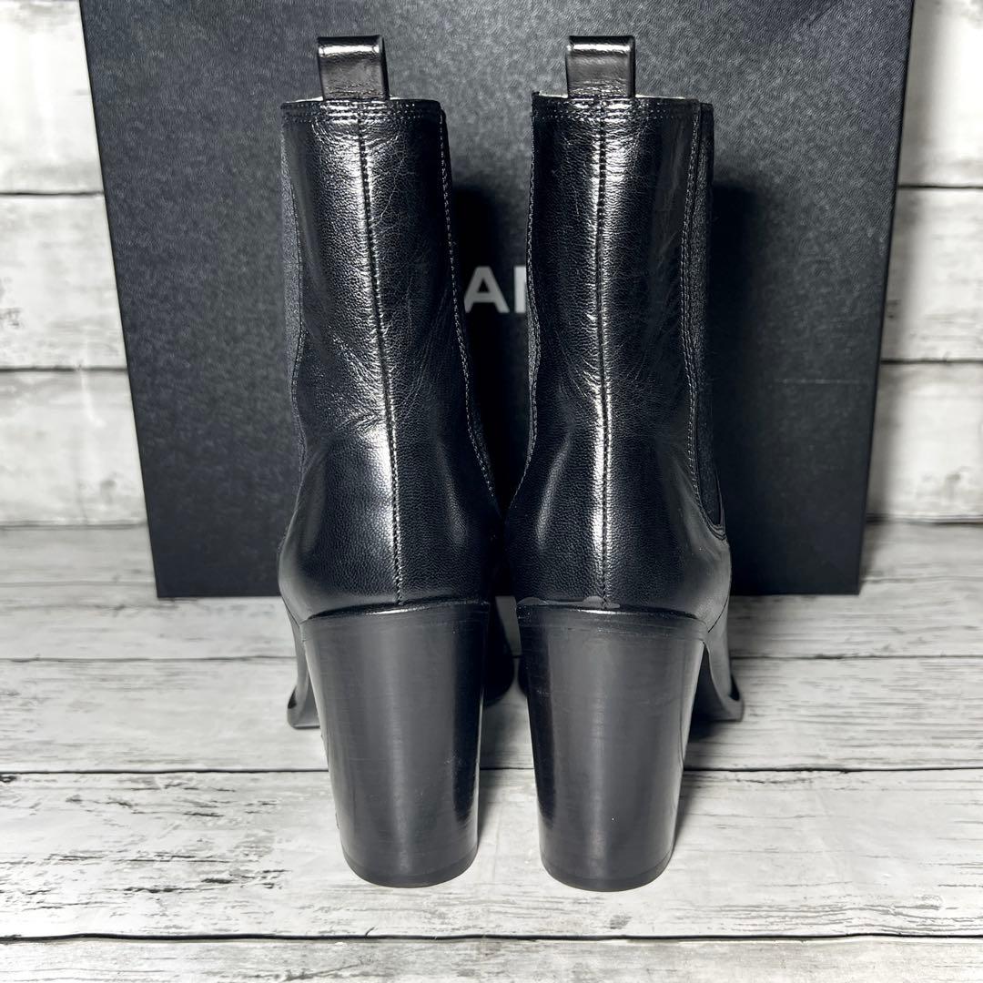 箱付きCHANELシャネル サイドゴアショートブーツ36ココマーク黒ブラック23