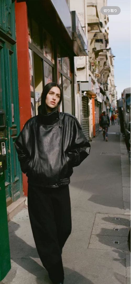 完売★新品ZARAザラフェイクレザージャケットM★ブラック★サンローラン