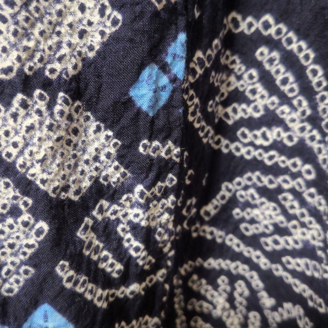 有松鳴海絞り絞り浴衣　ほどき反物　一着分　濃紺　花柄　高級品