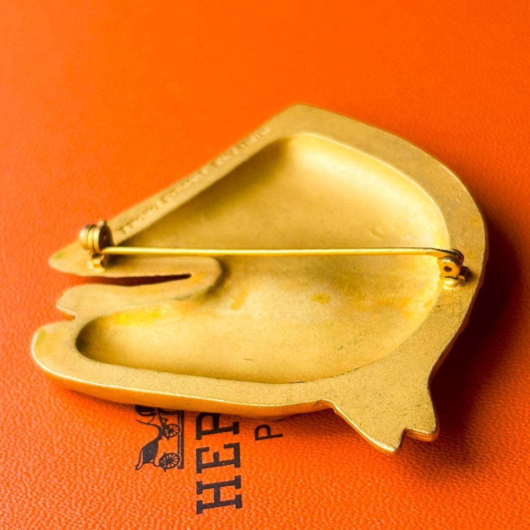 HERMES エルメス ラージ ブローチ シュバル ゴールドカラー ホース 馬