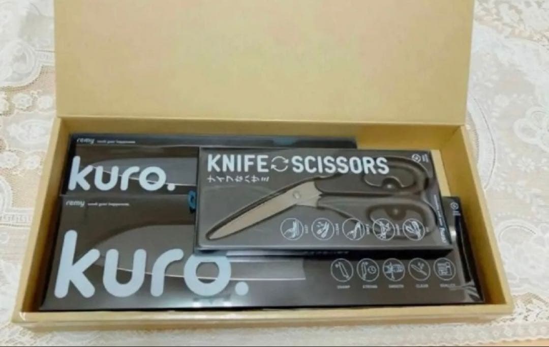 【新品未開封】remy クロの包丁ほか3点(三徳包丁・ペティ・ナイフなハサミ)