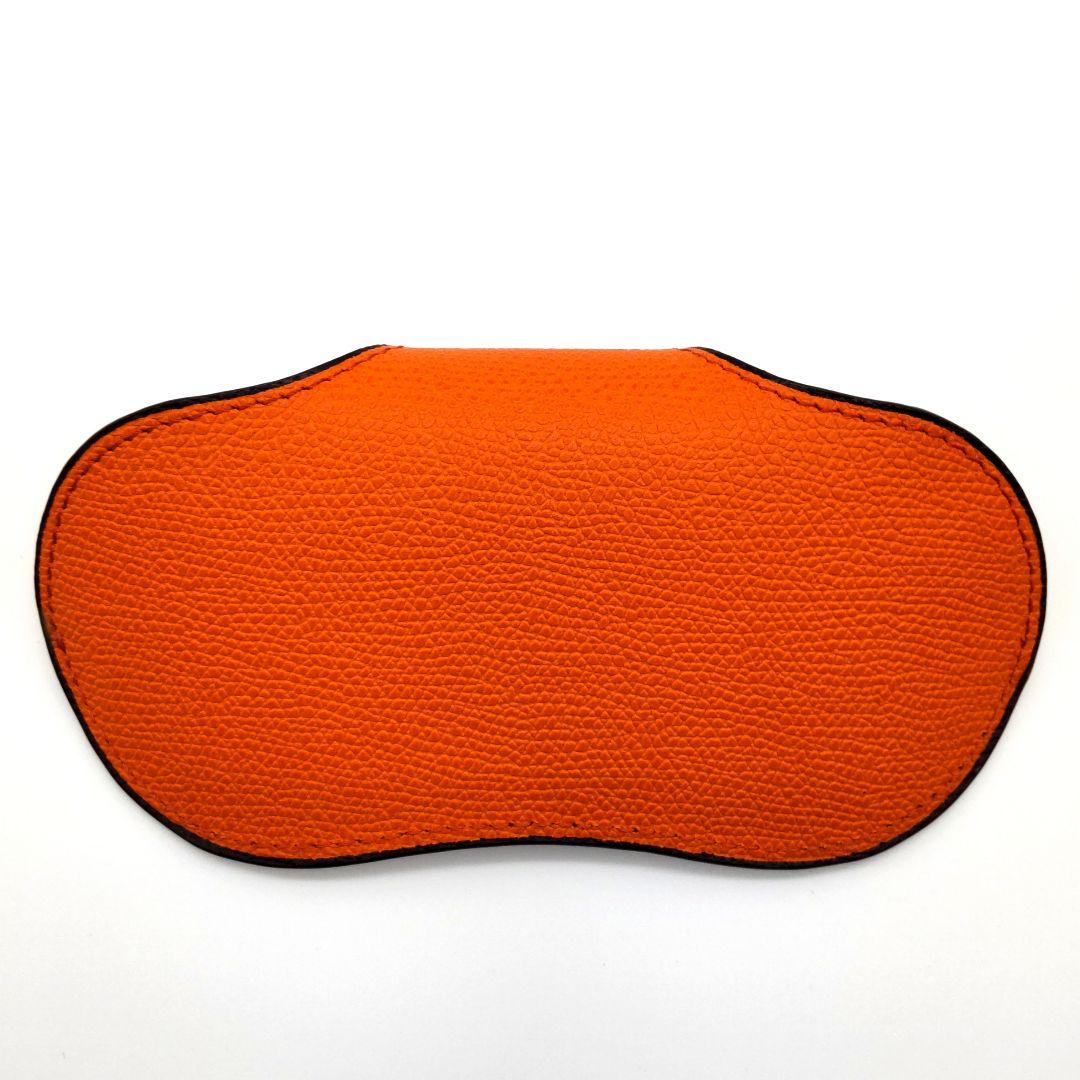 【美品】 ヴァレクストラ Valextra レザー メガネケース オレンジ