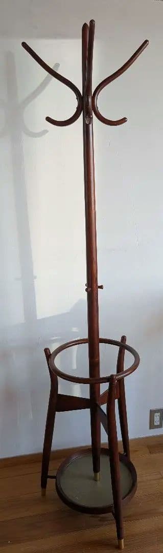 美品 秋田木工 ビンテージ ポールハンガー コート掛け 傘立て 曲木 店舗什器