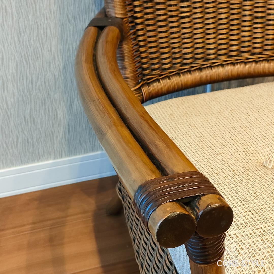 美品　KAZAMA 　ラタン　籐ソファ 　1人掛け　ラウンジチェア　A1