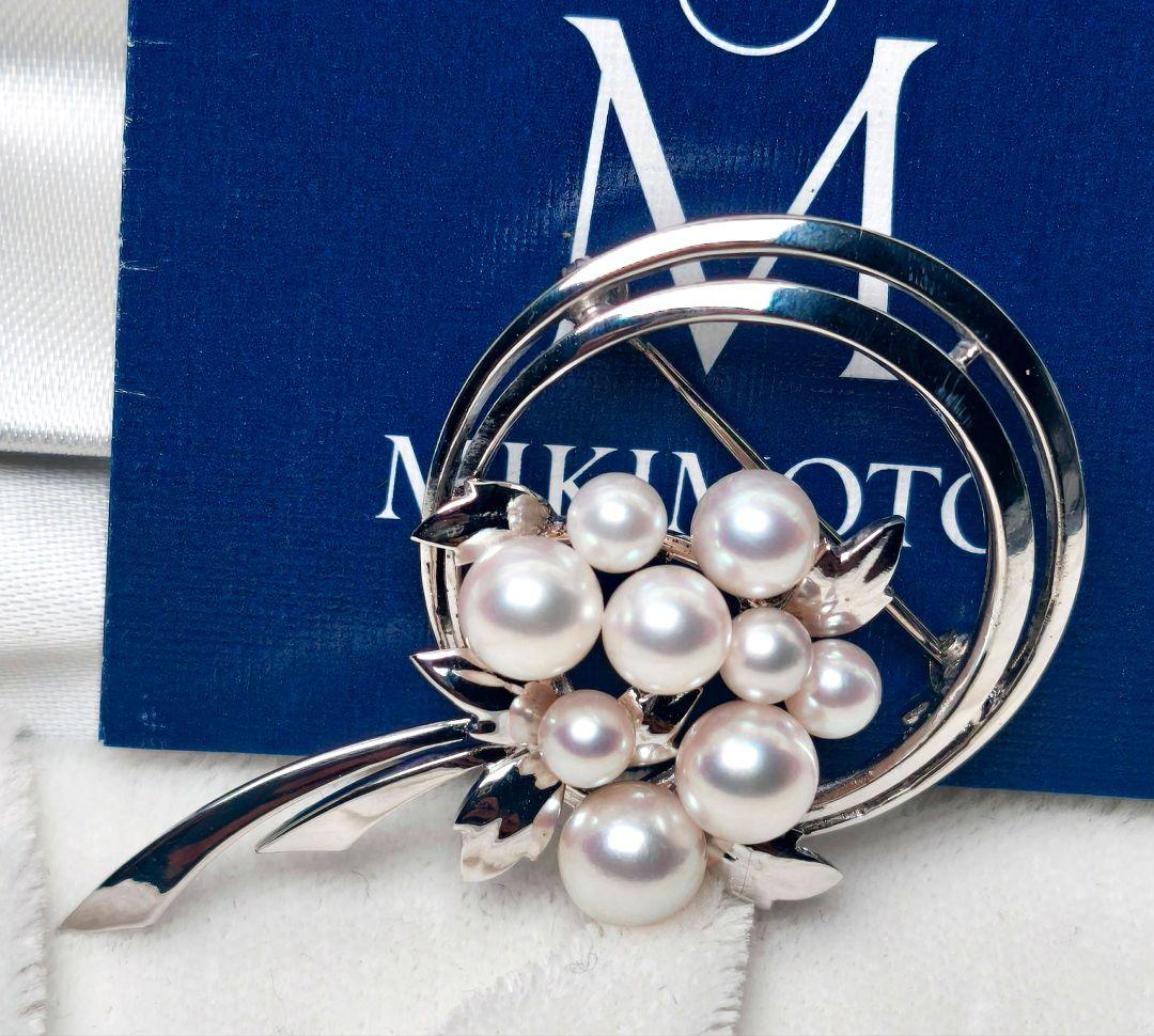 【極美品 最高級】ミキモト ブローチ パール フォーマル 9珠 皇室御用達 花束