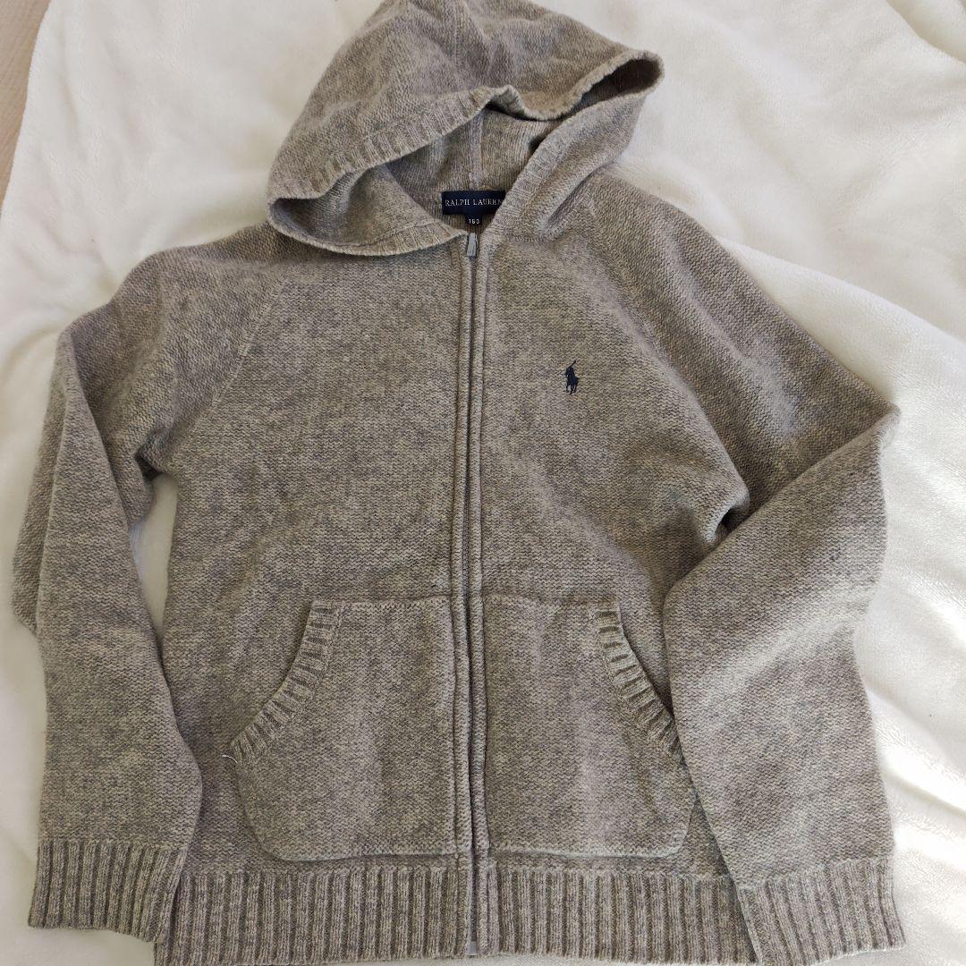 ラルフローレン　 グレー パーカーニットカーディガン 160サイズ