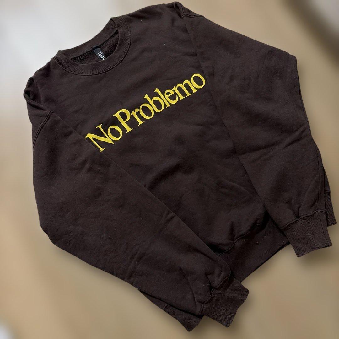 トップス NoProblemo brown logo sweatshirt M