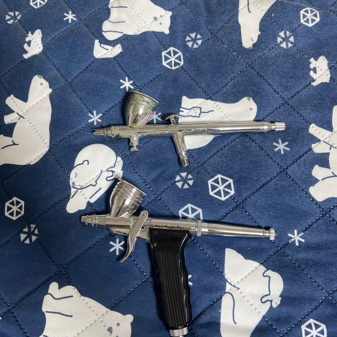 エアブラシ0.2口径セット、タミヤ、クレオス 製ドレンフィルター付き