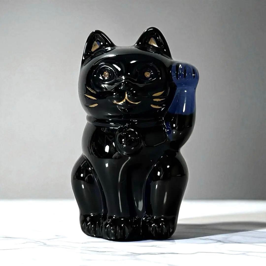 激レア品★バカラ 招き猫 ミッドナイト クリスタルガラス 幸運 縁起物 ブラック