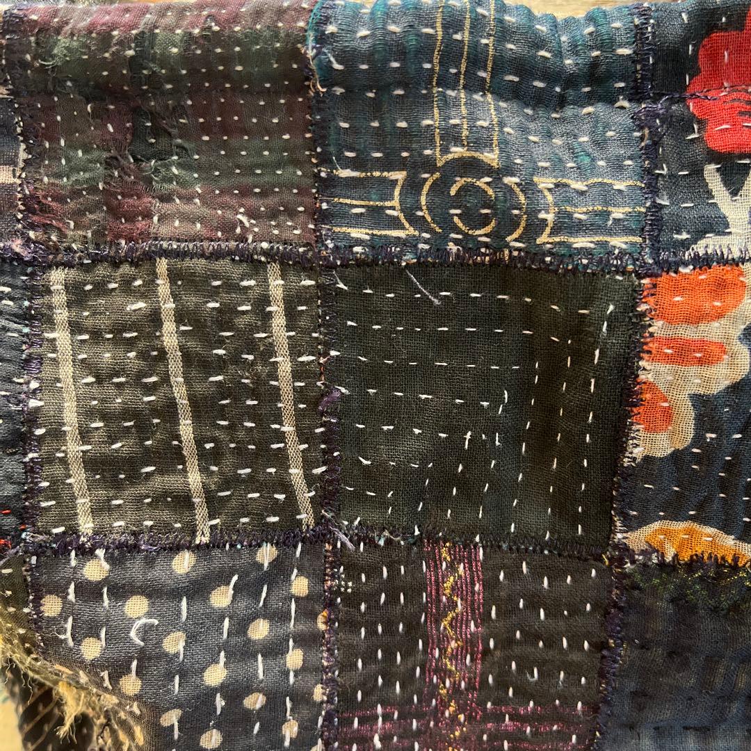 パッチワーク＆くるみ籠バッグ インド刺子 ハンドメイドメイド