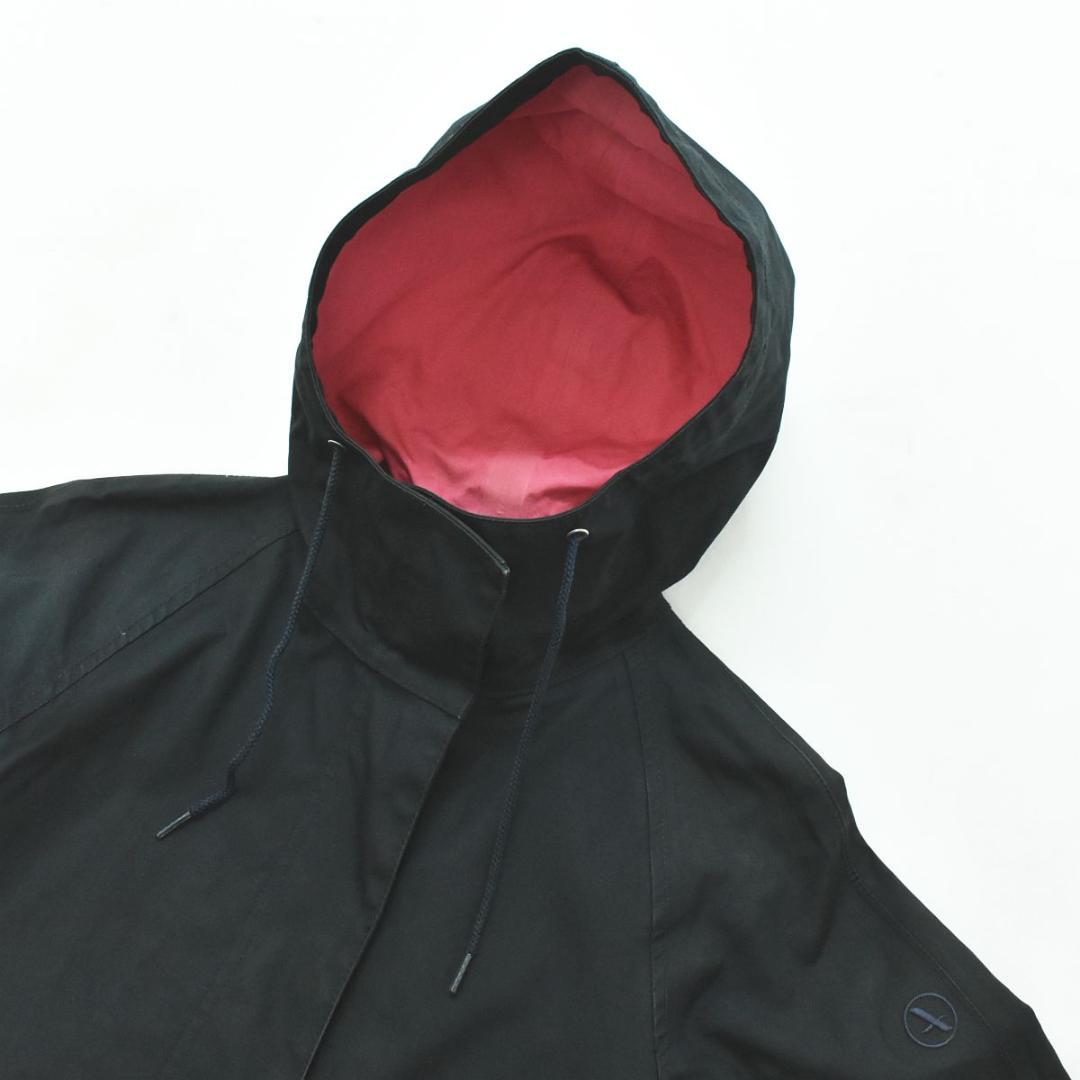 エーグル AIGLE フード付き 刺繍ロゴ ロング レイン コート M 紺 ♪