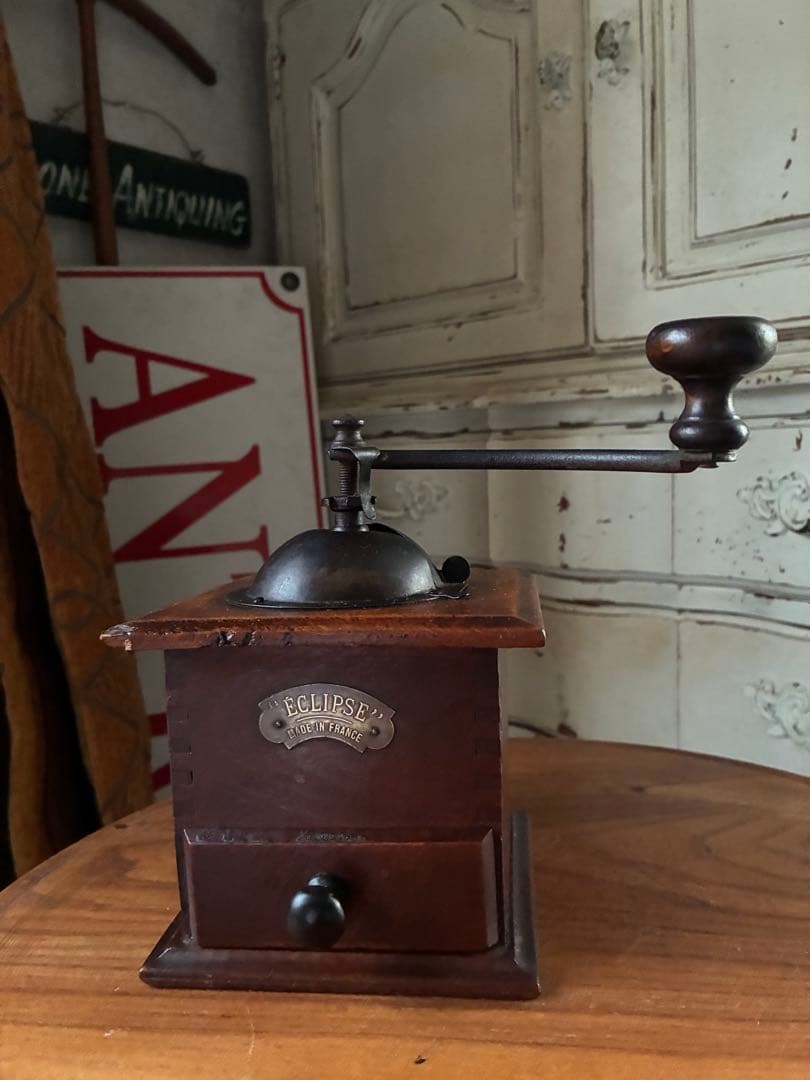 フランス　アンティーク　木製　コーヒー　ミル　グラインダー ECLIPSE 美品