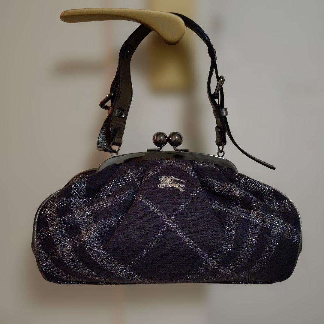 バーバリーブルーレーベル がま口 バッグ レア チェック柄 新品未使用 タグ付き