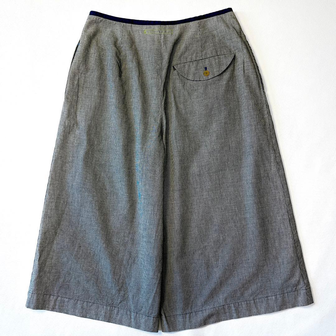 新品未使用 パラスパレス 洗える インディゴ染め マイクロ千鳥柄 タックパンツ